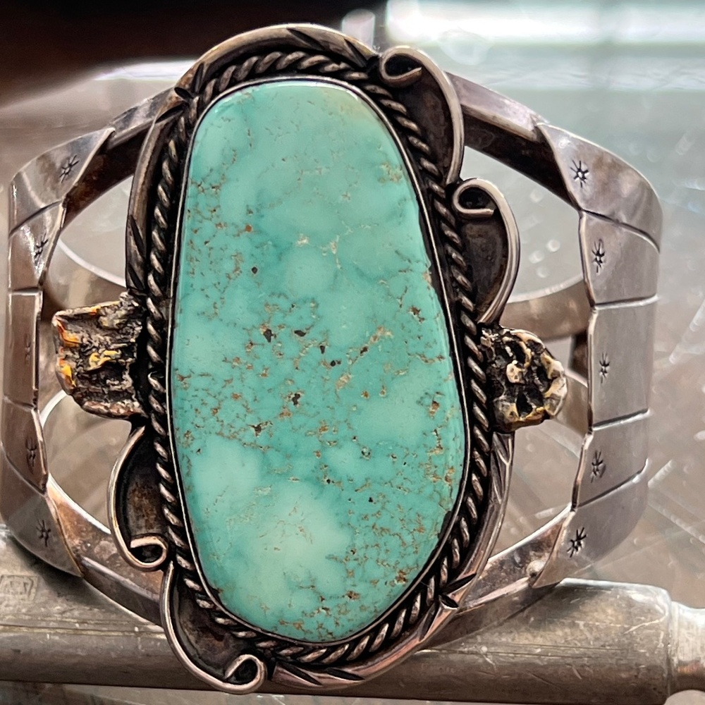 Turquoise Sterling Silver Cu Bracelet -SW Dry Creek 130 grams